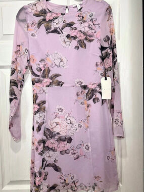 Leith Floral Midi Dress Purple & Pink Small NWT